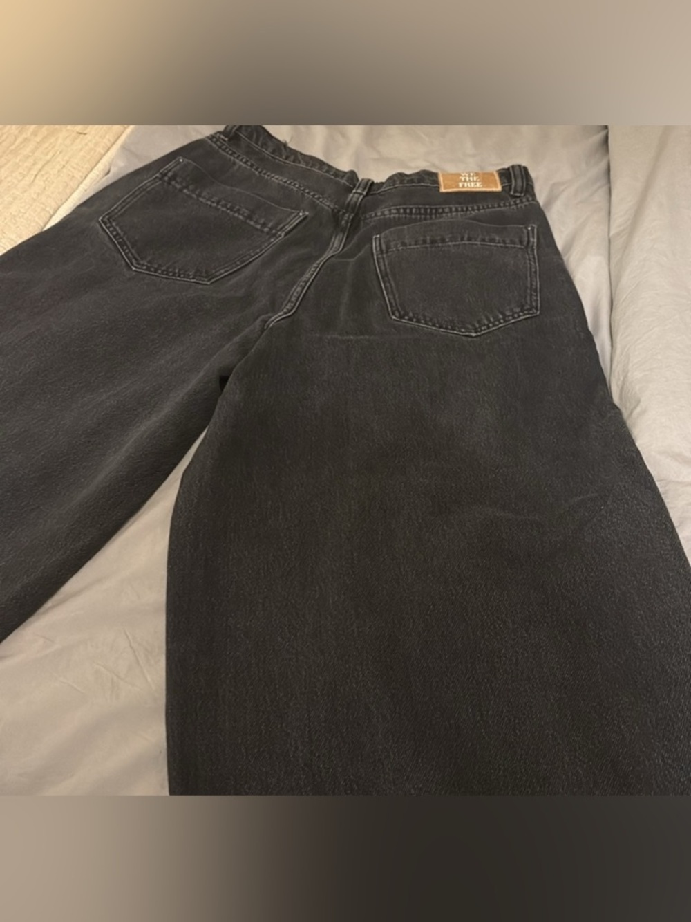 Free People Black High-Rise Wide-Leg Flare Jeans also in taupe worn once - Picture 6 of 7